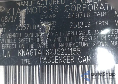 2018 Kia Optima Lx из США, поврежденный, VIN KNAGT4L32J5211155